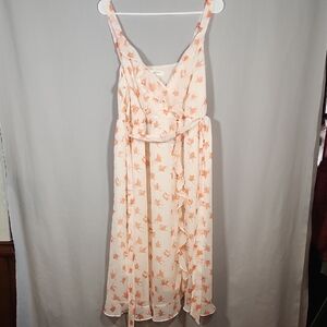 Motherhood Floral Print Maternity Dress with Orange Accents Size L
